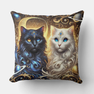 Majestätische Schwarz-Weiß-Katzen  Kissen