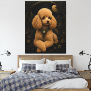 Majestätische schwarze Gold-Pudel-Fantasie-Wandkun Leinwanddruck