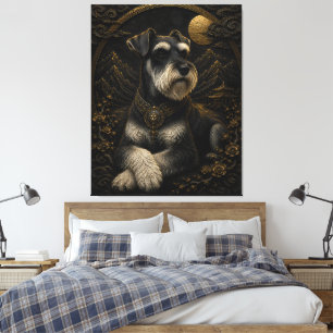 Majestätische schwarze Gold-Schnauzer-Fantasy-Kuns Leinwanddruck