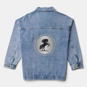 Majestätische Silber Bucking Horse Denim Jacke