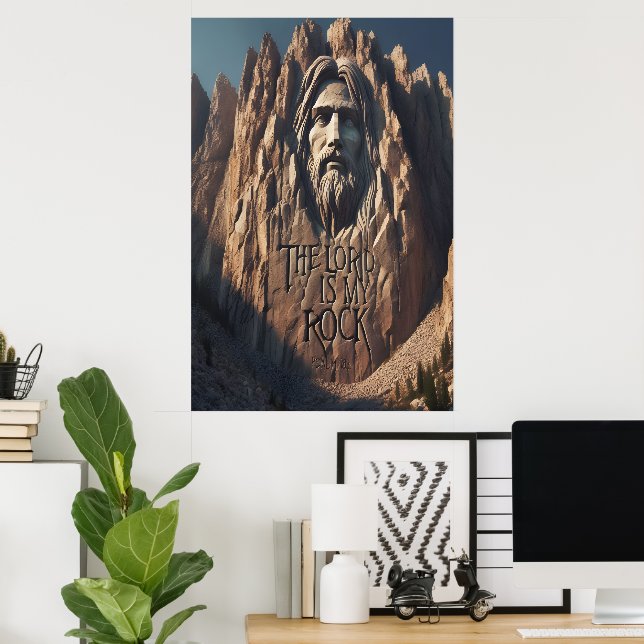 Majestätische Statue Jesu: Der Herr ist mein Felse Poster (Heimbüro)