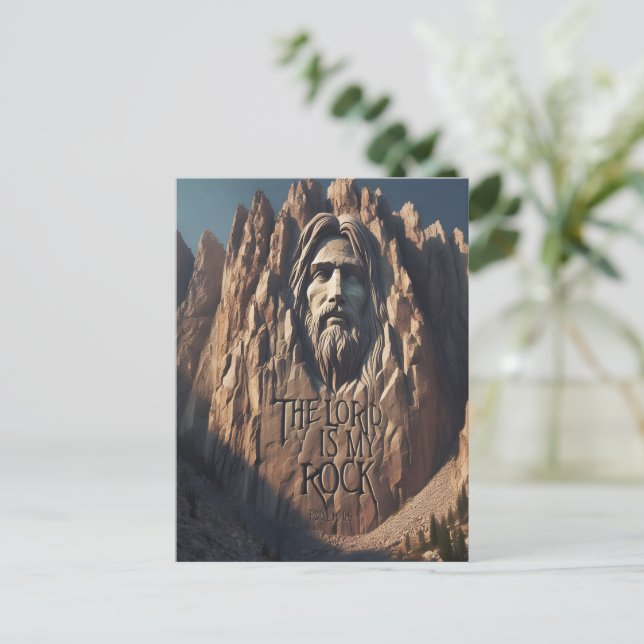 Majestätische Statue Jesu: Der Herr ist mein Felse Postkarte (Stehend Vorderseite)