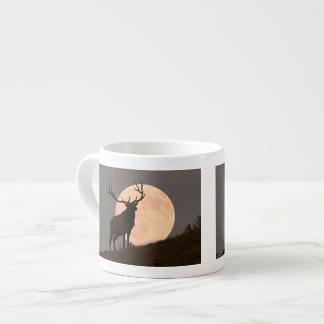 Majestätische Stier-Elch-und Vollmond-Aufstieg Espressotasse (Vorderseite Links)