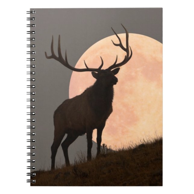 Majestätische Stier-Elch-und Vollmond-Aufstieg Notizblock (Vorderseite)