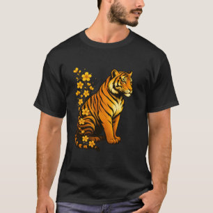 Majestätische Tiger-Blumenkunst Japanische Kirschb T-Shirt