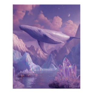 Majestätische Wal-Traumlandschaft unter violetten Poster