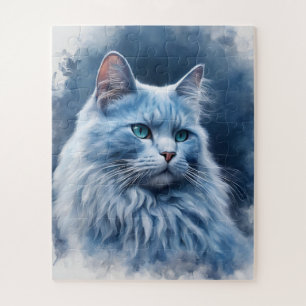 Majestätische weiße Katze mit blauen Augen – Elega