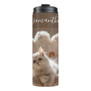 Majestätische weiße Katze Thermosbecher
