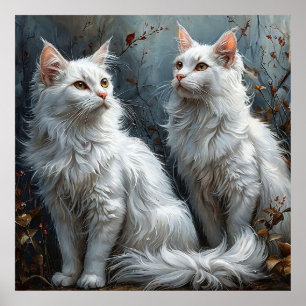 🐱 Majestätische weiße Katzen beruhigen Wohnraum G Poster