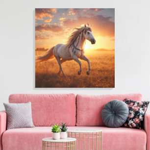 Majestätische weiße Pferd-Wandkunst   Elegant Leinwanddruck