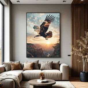 Majestätischer Adler fliegt bei Sonnenuntergang Leinwanddruck