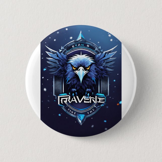 Majestätischer Adler-Logo-Button – Kühnes & Kraftv Button (Vorderseite)