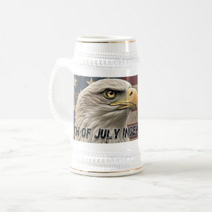 Majestätischer Adler und Flagge – Geist der Freihe Bierglas