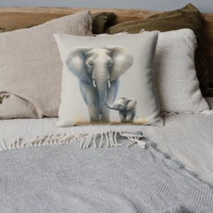 Majestätischer afrikanischer Elefant und Baby in A Kissen