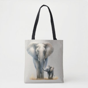 Majestätischer afrikanischer Elefant und Baby in A Tasche