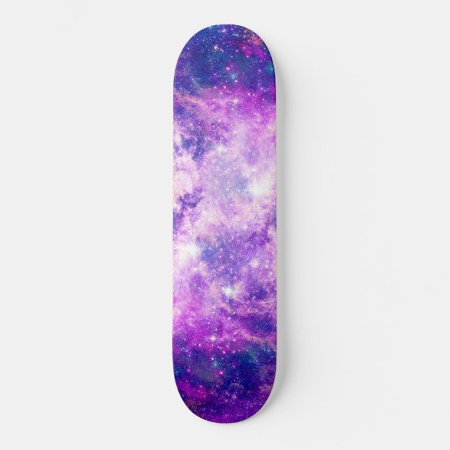 Majestätischer Aquamariner Lila Sternennebel Skateboard (Vorderseite)