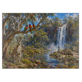 Majestätischer australischer Wildtier-Wasserfall  Schneidebrett