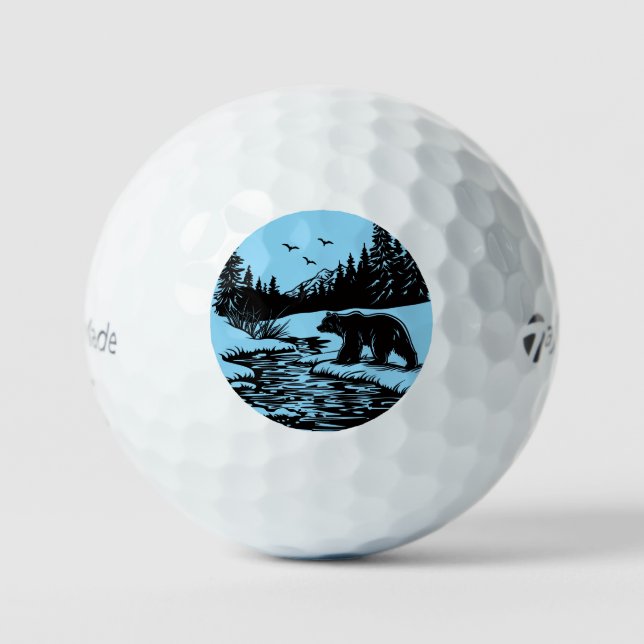 Majestätischer Bär am Teich Golfbälle (Vorderseite)