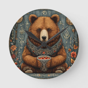 Majestätischer Bär Runde Wanduhr