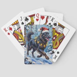 Majestätischer Belgischer Schäferhund Schnee Wald Spielkarten