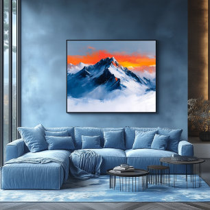 Majestätischer Bergsonnenuntergang Fauvist, Alpenl Poster