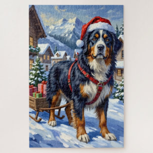 Majestätischer Berner Sennenhund Alpen-Weihnachten