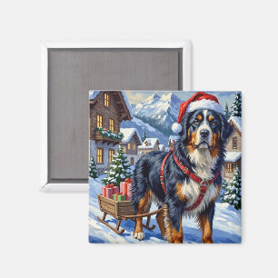 Majestätischer Berner Sennenhund Alpen-Weihnachten Magnet