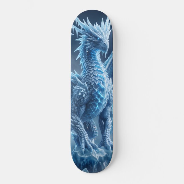 Majestätischer blauer Eisdrache  Skateboard (Vorderseite)