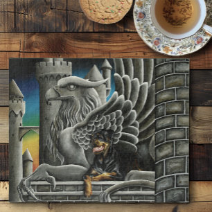 Majestätischer Dark Fantasy Rottweiler Gargoyle Bu