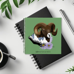Majestätischer Dickhorn-Braunschaf-Widder Grüne Be Notizbuch
