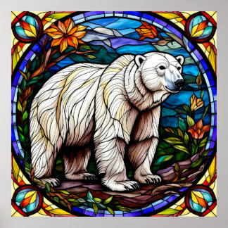Majestätischer Eisbär auf arktischem Eis stehend Poster