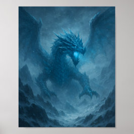 Majestätischer Eisdrache in einem gefrorenen Sturm Poster