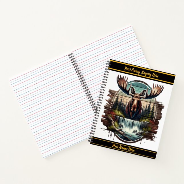 Majestätischer Elch durch einen ruhigen Wasserfall Notizbuch (Innenseite)