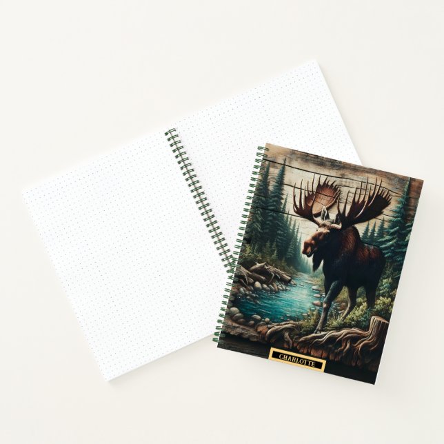 Majestätischer Elch stehend von einem ruhigen Wald Notizbuch (Innenseite)