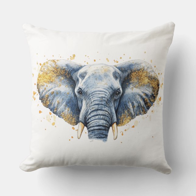 🐘 Majestätischer Elefant mit goldenen ✨ Kissen (Vorderseite)