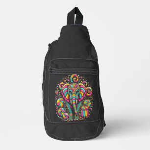 Majestätischer Elefant mit lebendigen Designs Crossbody Bag