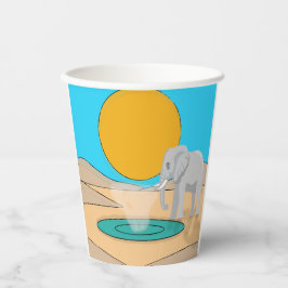 Majestätischer Elefant Sonnenuntergang See Skurril Pappbecher