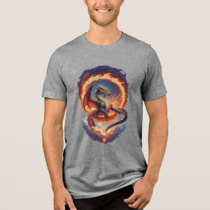 Majestätischer Feuerdrache Tri-Blend Shirt
