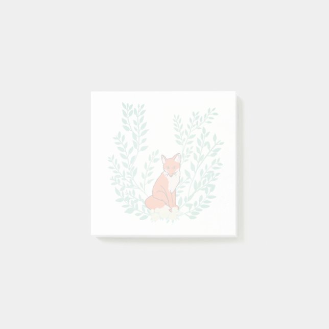 Majestätischer Fuchs im schönen botanischen Kranz Post-it Klebezettel (Vorderseite)