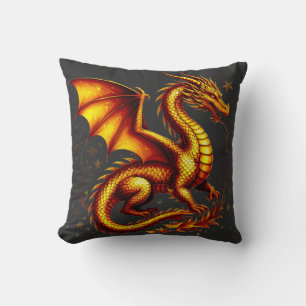 Majestätischer goldener Drache mit goldenen Schupp Kissen