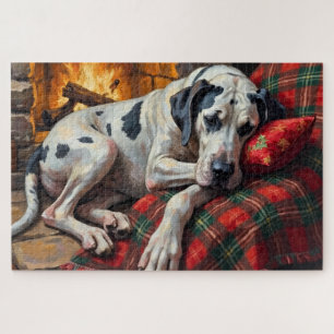 Majestätischer Great Dane schlafend am Kamin gemüt