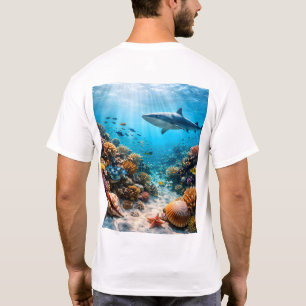 Majestätischer Hai- und Korallenriff-Kammgraph T-Shirt