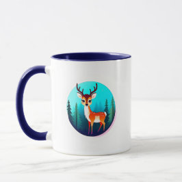 Majestätischer Hirsch in einem Zauberwald. Tasse