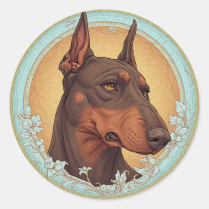 Majestätischer Hund im kunstvollen, verzierten Kre Runder Aufkleber