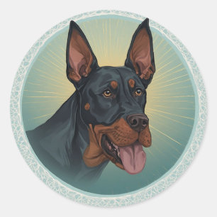 Majestätischer Hund im kunstvollen verzierten Krei Runder Aufkleber
