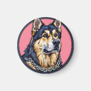 Majestätischer Hund mit kräftigen Farben Magnet