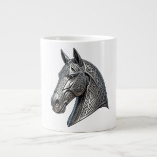 Majestätischer keltischer Silberpferdekopf mit Kno Jumbo-Tasse