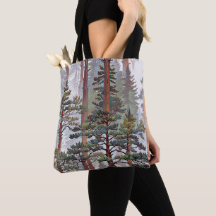 Majestätischer Kiefernwald – Friedliche Waldkunst Tasche