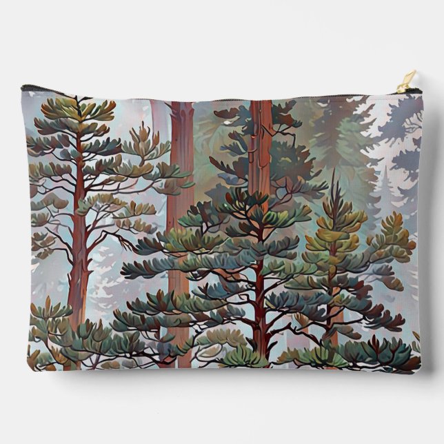 Majestätischer Kiefernwald – Friedliche Waldkunst Zubehörtasche (Rückseite)