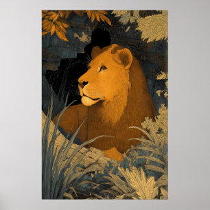 Majestätischer Leo-Kunstprint Gepanzerter Löwe mit Poster